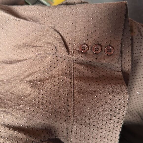 Apt. 9 Women's Essential Shirt Dark Brown Polka Dot Short Sleeve Size L - Picture 3 of 5